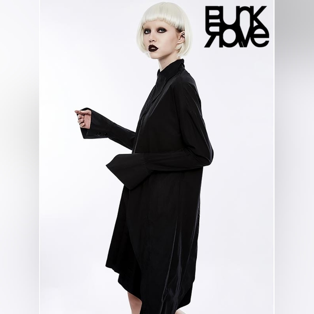 Gothic Bat Wings Shirt Dress - Black - Picture 2 of 5